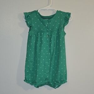 **4/$20 On Baby Rompers/pajamas** Carter's Green Romper with White DOTS LOT-R2